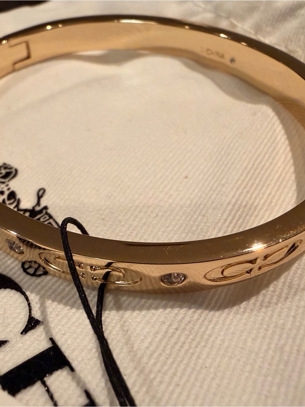 Coach Gold-Tone Signature Logo Crystal Bangle Bracelet - Picture 7 of 9